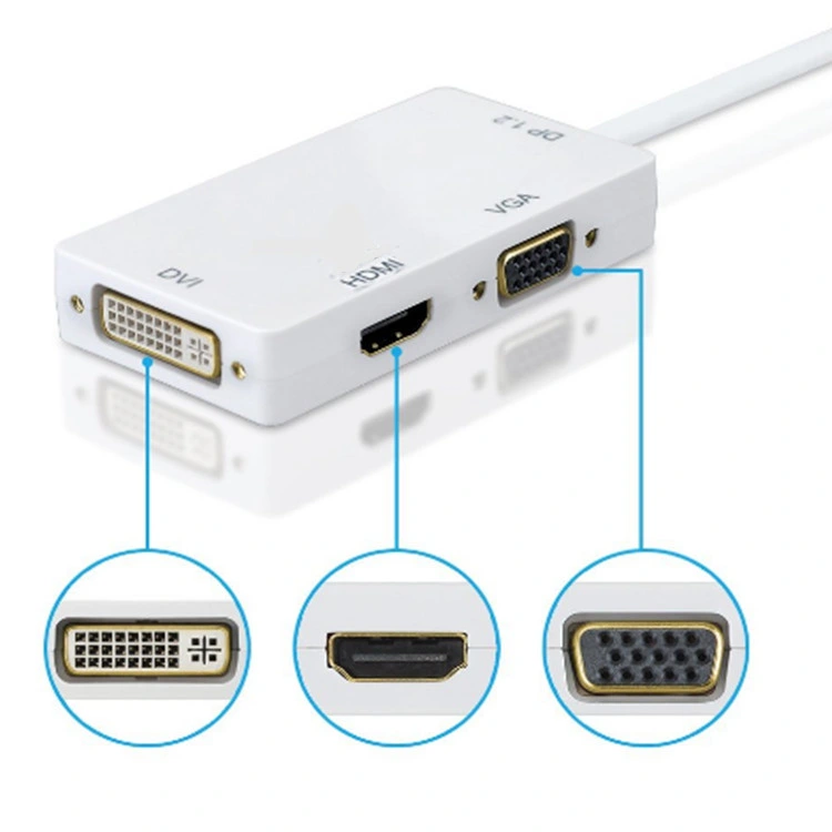 Anera Hot Sale Mini Dp Display to HDMI VGA DVI Video Converter Adapter Cable