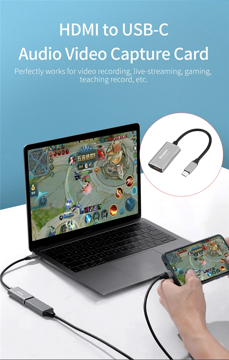 Kingma HDMI to USB-C Audio Video Capture Card for Video Recording Live-Streaming Gaming Teaching Record