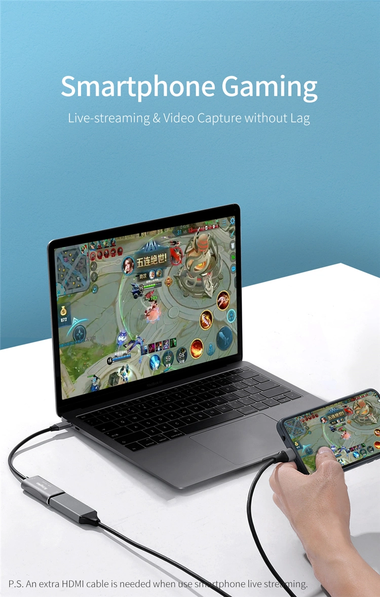 Kingma Compact USB-C Audio Video Capture Card for Video Recording Live- Streaming Gaming Teaching Record