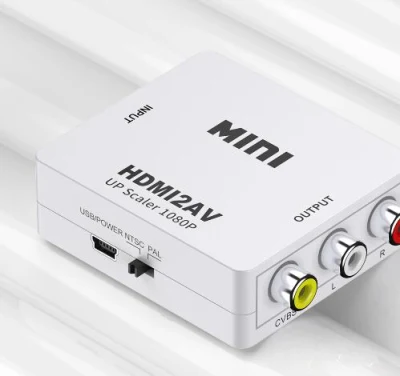 Prise en charge du mini convertisseur HDMI vers AV 1080P Adaptateur de convertisseur vidéo HDMI vers CVBS + L + R HD