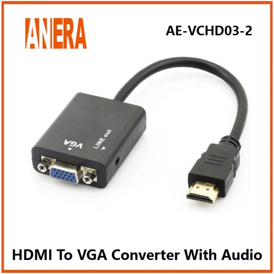 Anera Amazon Hot Sale Convertisseur vidéo HDMI Câble adaptateur HDMI mâle vers VGA femelle avec audio