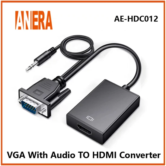 Anera Vente Chaude VGA vers HDMI Convertisseur Vidéo AV Convertisseur Câble Adaptateur avec Audio